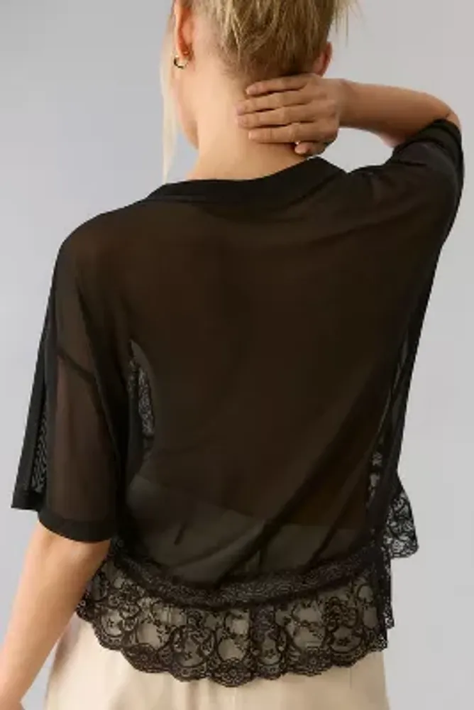 DOLAN Short-Sleeve Sheer Lace Top