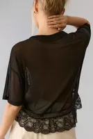 DOLAN Short-Sleeve Sheer Lace Top