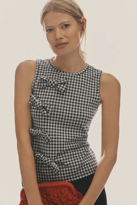 Blue Tassel Gingham Bow Tank