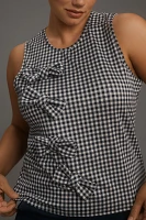 Blue Tassel Gingham Bow Tank