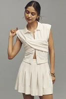 Blue Tassel Twist Front Sleeveless Blouse