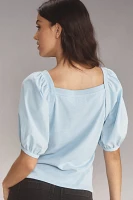 Nation LTD Naya Puff-Sleeve Square-Neck Top