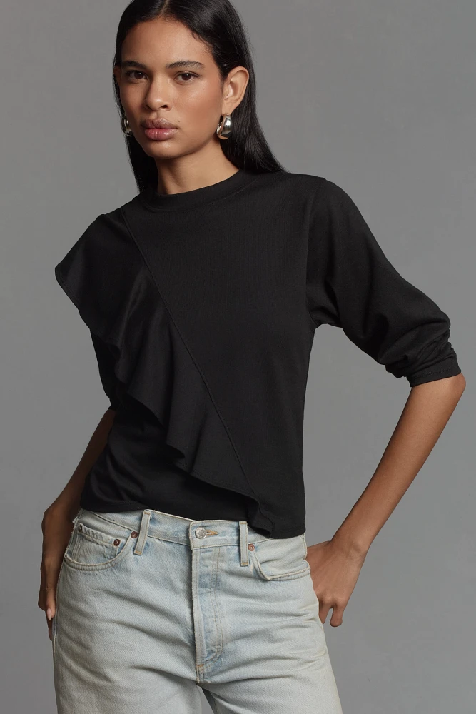 Nation LTD Farrah Asymmetrical Ruffle Top