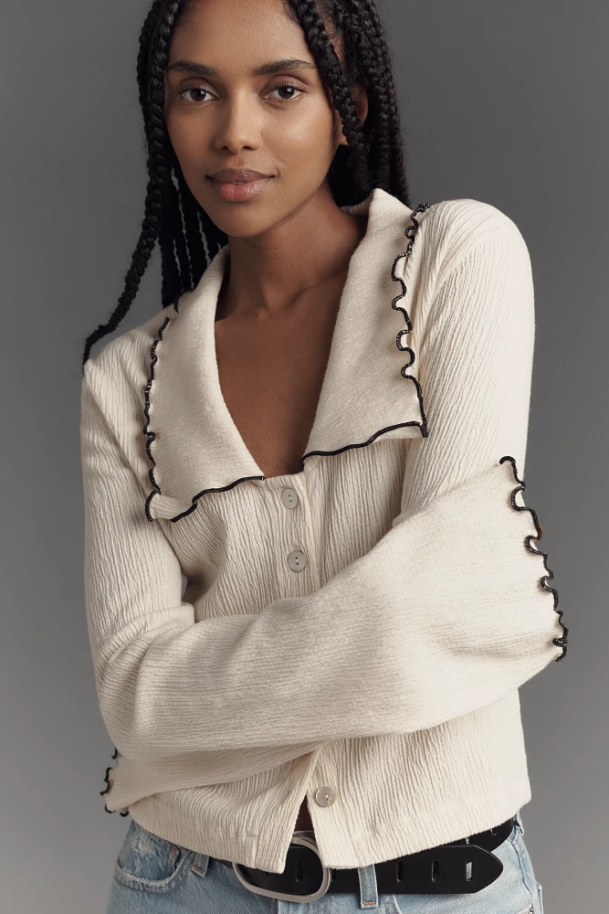 Nation LTD Daisy Oversized Collar Button-Front Top