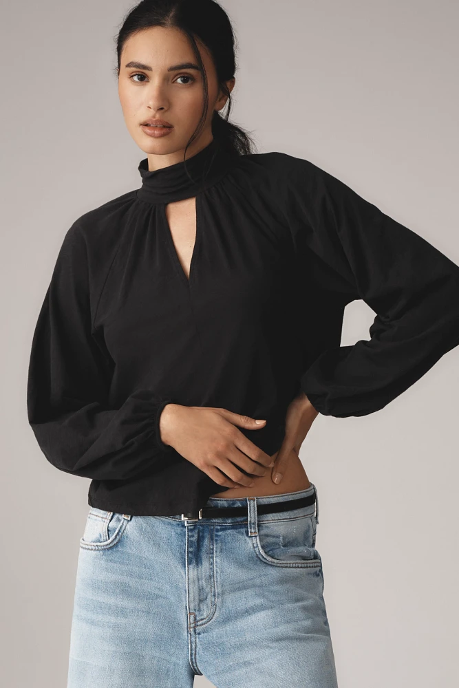 Nation LTD Rosalie Long-Sleeve Keyhole Blouse