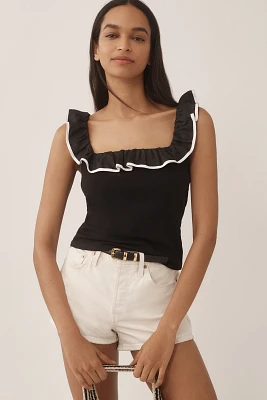 Sunday Brooklyn Ruffle-Trim Cropped Tank