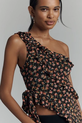 AFRM Vivica Off-The-Shoulder Ruffle Mesh Top