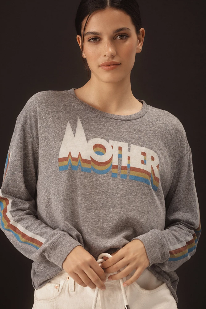 MOTHER The Long-Sleeve Slouchy Cut-Off Top