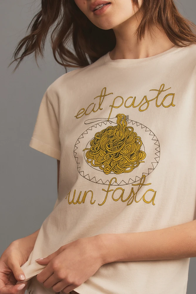 Letluv Eat Pasta Run Fasta Graphic Tee