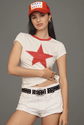 Letluv Star Short-Sleeve Ringer Crew-Neck Tee