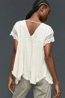 By Anthropologie V-Neck Lace Swing Top