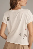 By Anthropologie Cheers Embroidered Tee