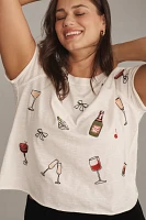 By Anthropologie Cheers Embroidered Tee