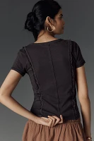 Pilcro Smocked-Front Tee