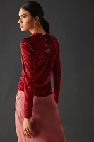 By Anthropologie Sheer Velvet Burnout Top