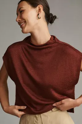 By Anthropologie Funnel-Neck Short-Sleeve Top