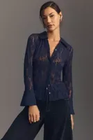 Maeve Long-Sleeve Lace Buttondown Shirt