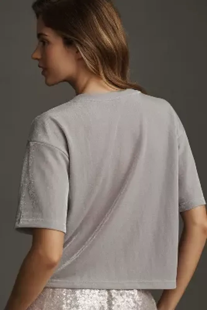 By Anthropologie Short-Sleeve Shine Cropped Tee