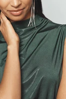 Maeve Mock-Neck Ruched Shine Tank