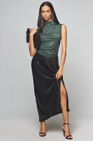 Maeve Mock-Neck Ruched Shine Tank