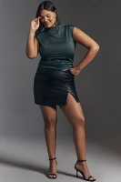 Maeve Mock-Neck Ruched Shine Tank