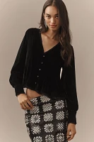 By Anthropologie Swing Velvet Peasant Top