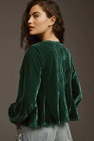 By Anthropologie Swing Velvet Peasant Top