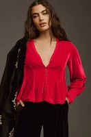 By Anthropologie Swing Velvet Peasant Top