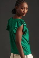 By Anthropologie Flutter-Sleeve Top