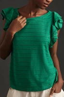 By Anthropologie Flutter-Sleeve Top