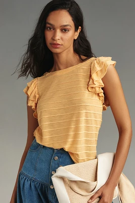 By Anthropologie Flutter-Sleeve Top