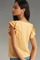 By Anthropologie Flutter-Sleeve Top
