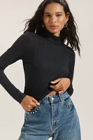 Maeve Long-Sleeve Open-Back Turtleneck Top