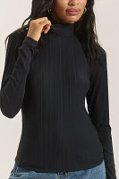 Maeve Long-Sleeve Open-Back Turtleneck Top