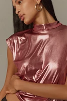 By Anthropologie Cowl-Neck Liquid Shine Top