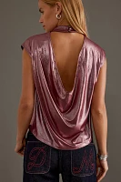 By Anthropologie Cowl-Neck Liquid Shine Top