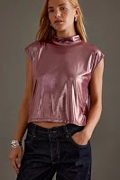 By Anthropologie Cowl-Neck Liquid Shine Top