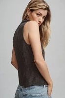 By Anthropologie Mock-Neck Ribbed Knit Tank