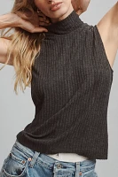 By Anthropologie Mock-Neck Ribbed Knit Tank