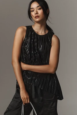 By Anthropologie Pleated Shine Tank