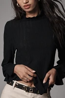 By Anthropologie Sheer Rib Long-Sleeve Turtleneck Tee