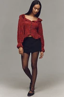 By Anthropologie Velvet Burnout Peasant Top