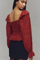 By Anthropologie Velvet Burnout Peasant Top