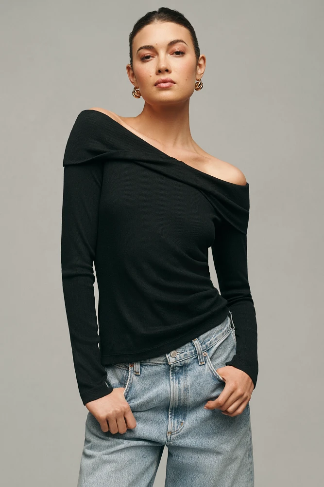 Pilcro Off-The-Shoulder Long-Sleeve Top