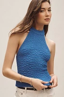 Maeve Textured High-Neck Halter Tank