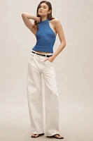 Maeve Textured High-Neck Halter Tank