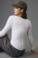 The Andie Scoop-Neck Ribbed Henley Top by Pilcro: Long-Sleeve Snap Edition