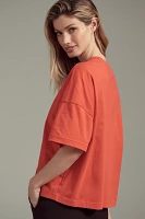 Maeve Oversized Short-Sleeve Mercerized Cotton Crew-Neck Tee