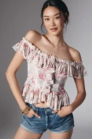 By Anthropologie Off-The-Shoulder Mesh Top