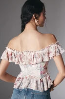 By Anthropologie Off-The-Shoulder Mesh Top